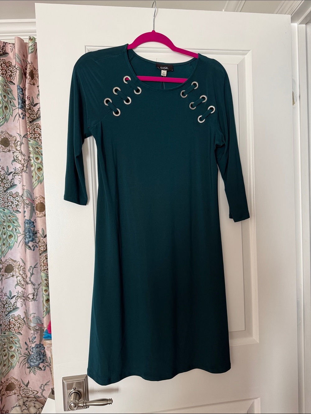MSK Dark Teal Grommet-Accent Midi Dress